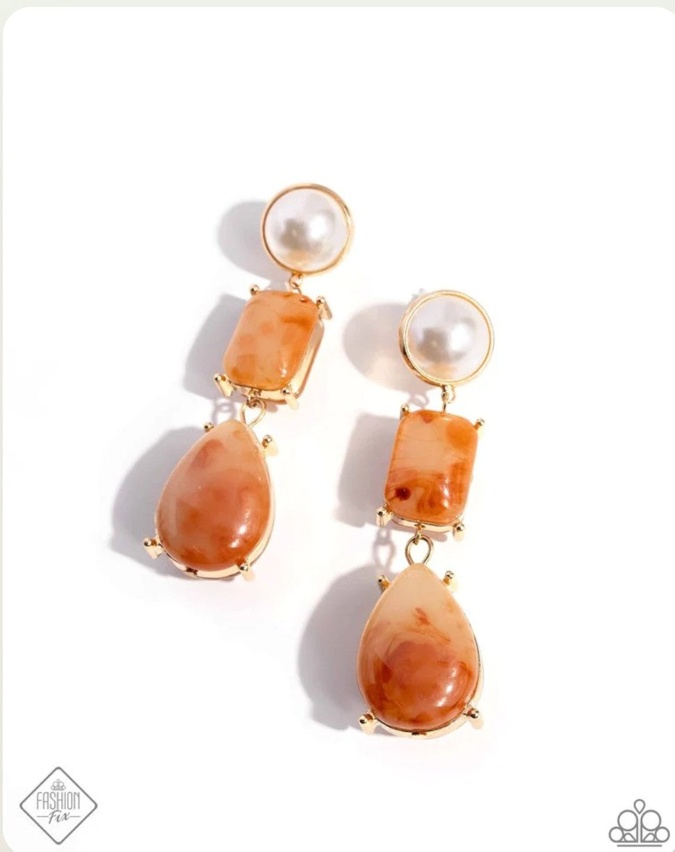 Marbled Masterpiece Orange Earring
