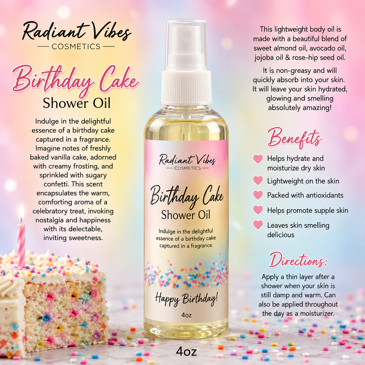 Birthday Cake Shower Body Oil