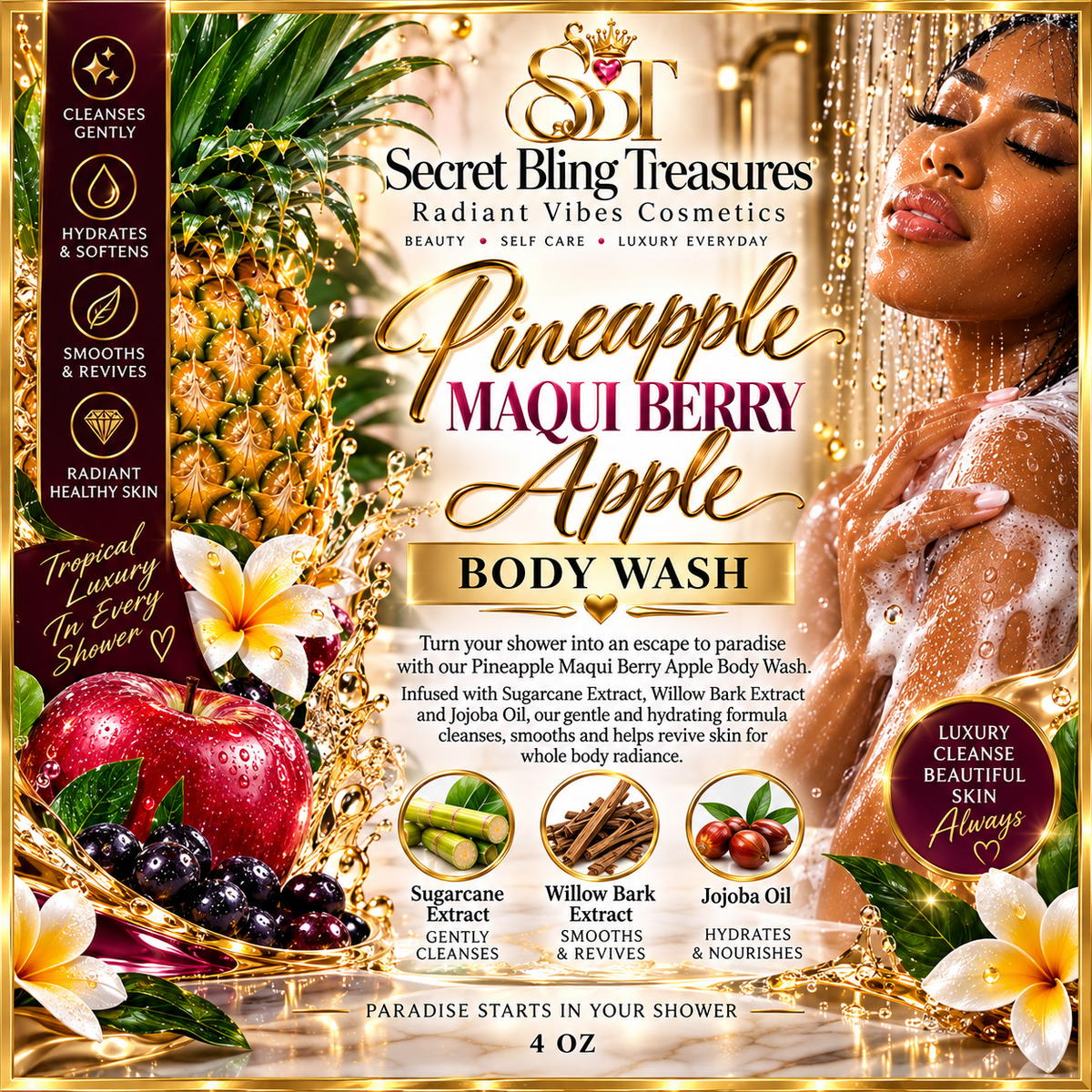 Pineapple Maqui Berry Apple Body Wash