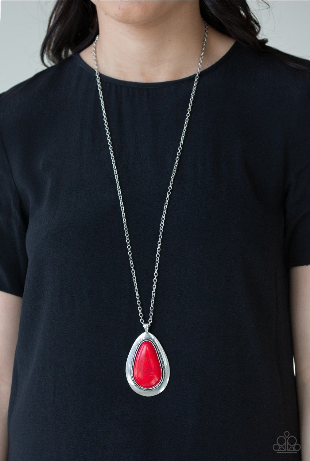 BADLAND to The Bone - Red Stone - Silver Necklace & Earrings