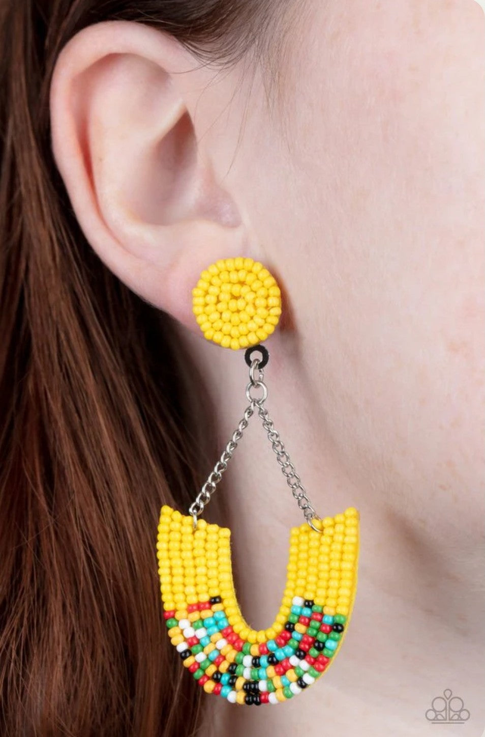 Make it RAINBOW Yellow Seed Bead Earrings