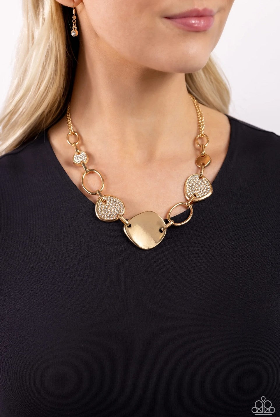 Asymmetrical Attention" Gold Necklace