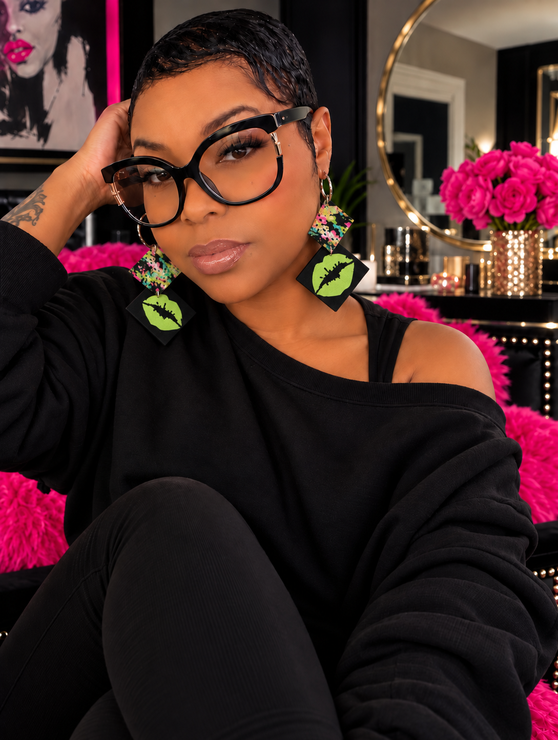 Kiss Party Green Earring