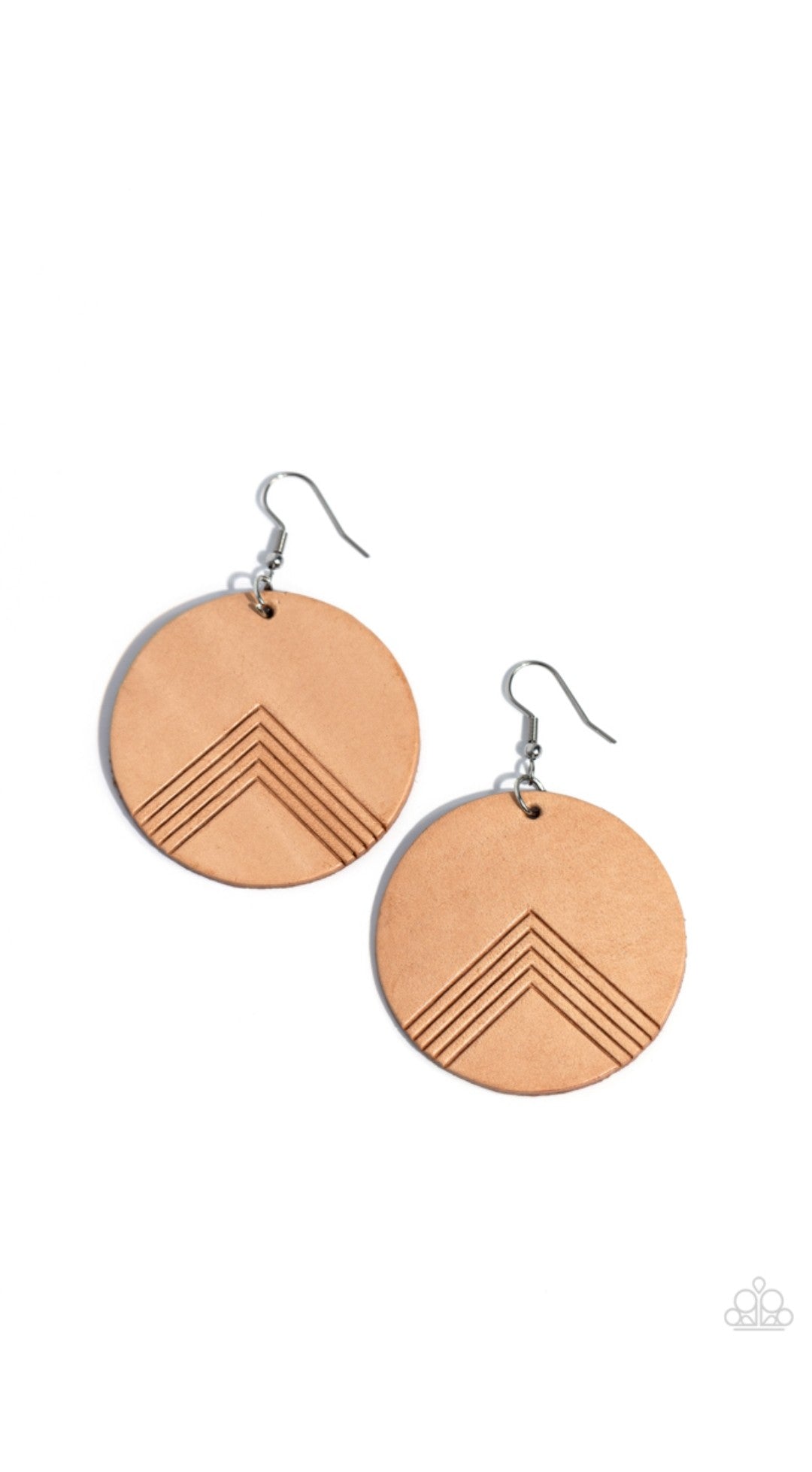 On the Edge of Edgy - Brown Leather Circle Earrings