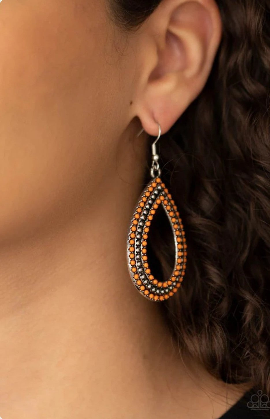 Tear Tracks Orange Earring