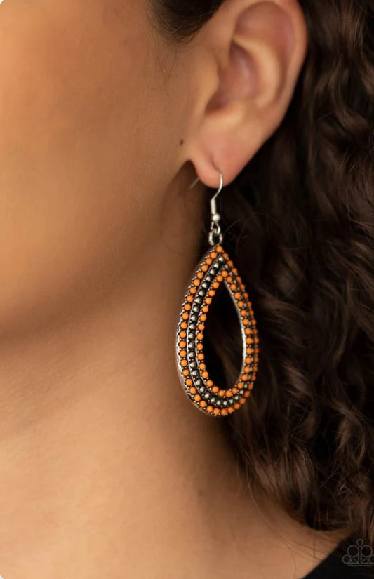 Tear Tracks Orange Earring