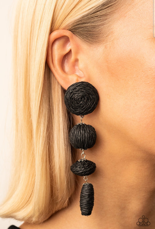 Twine Tango - Black Crepe Earring