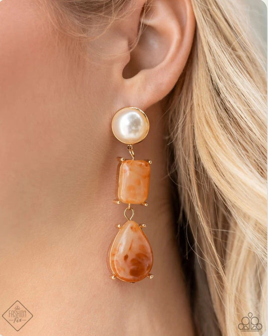 Marbled Masterpiece Orange Earring