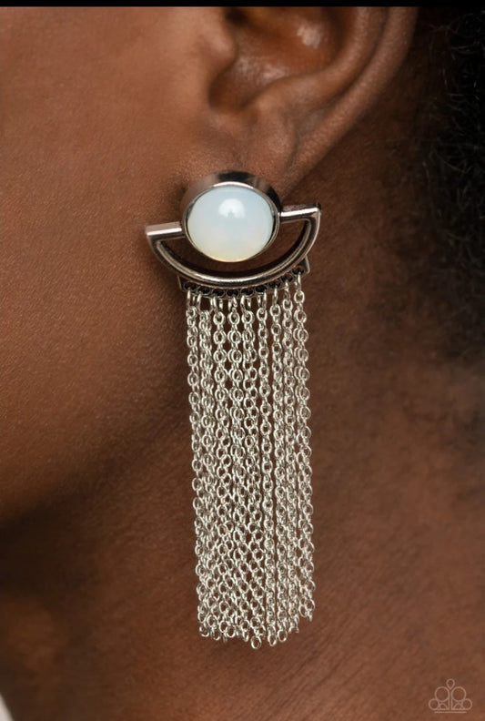 Opal Oracle White Post Earrings