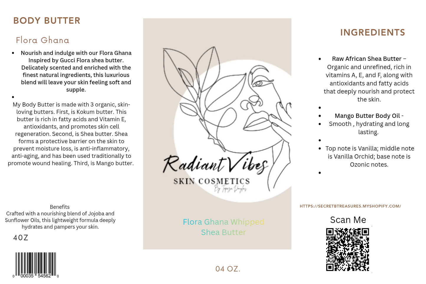 Flora Ghana Whipped Shea Butter inspired by Gucci Flora