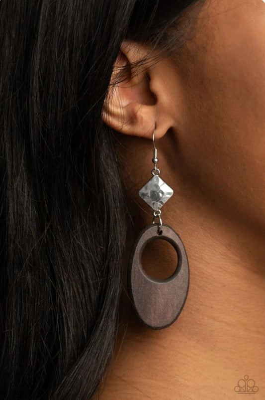 Retro  Reveal  Brown Earring