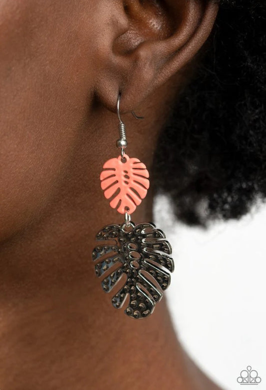 Palm Tree Cabana Orange Earring