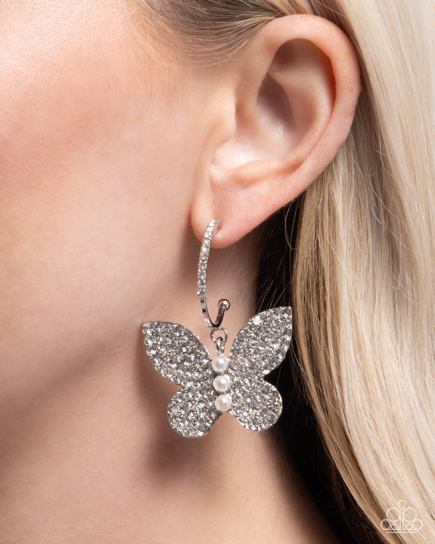 Butterfly Boundary White Earring