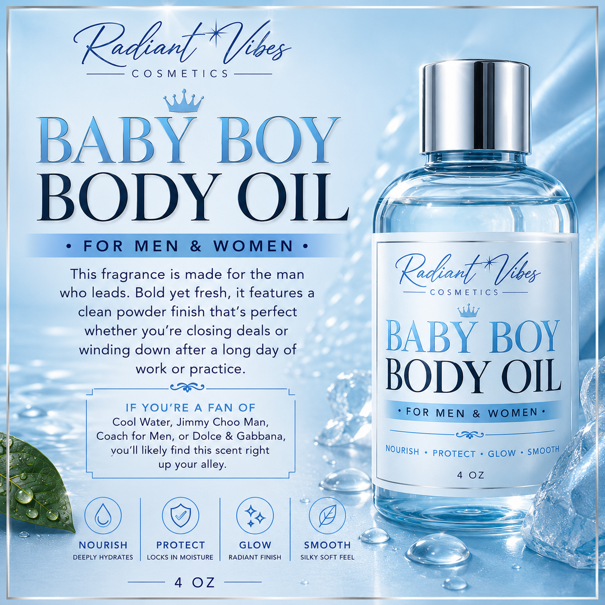 Radiant Vibes Skin Cosmetics Body Oils: Baby Boy