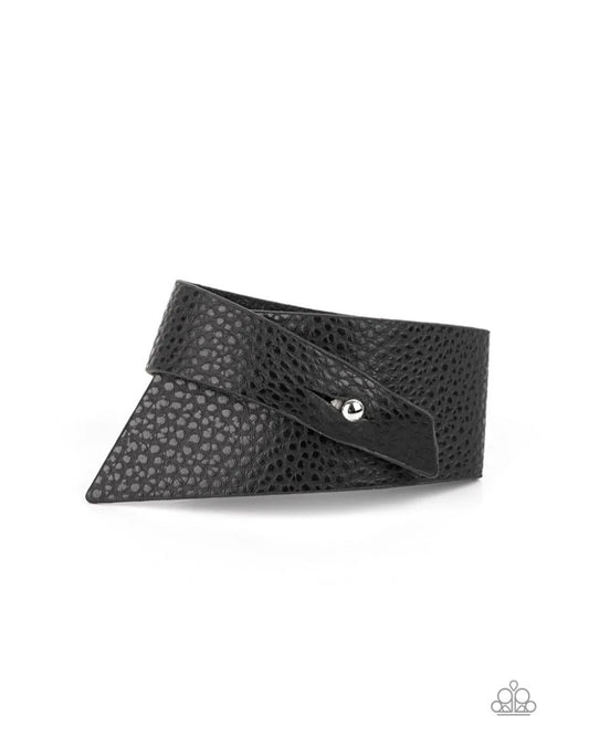 PIECE OFFERING Black Leather Bracelet