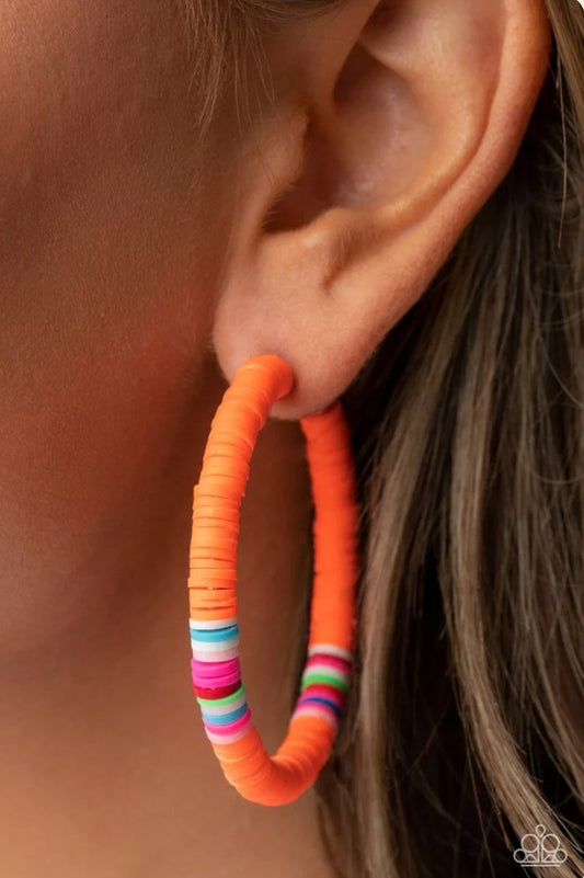 Colorfully Contagious Orange Hoop Earring