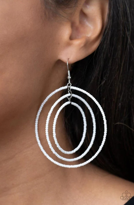Colorfully Circulating - White Earring
