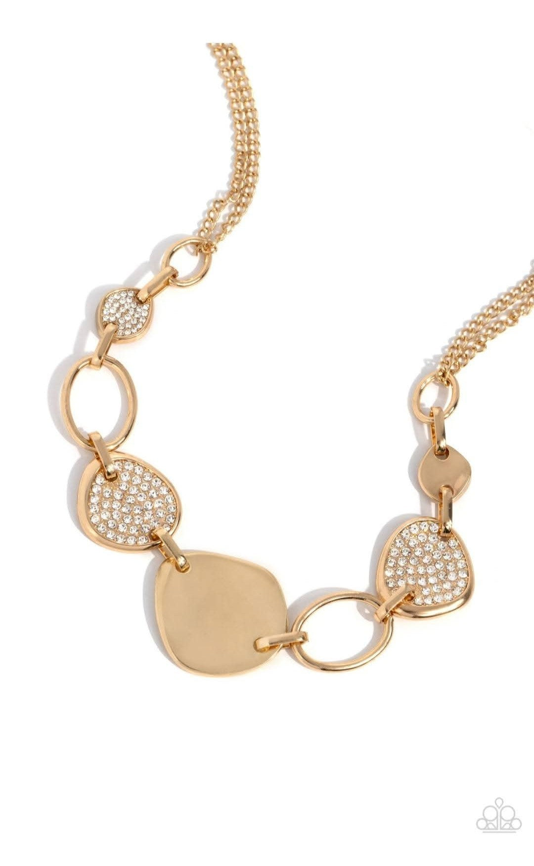 Asymmetrical Attention" Gold Necklace