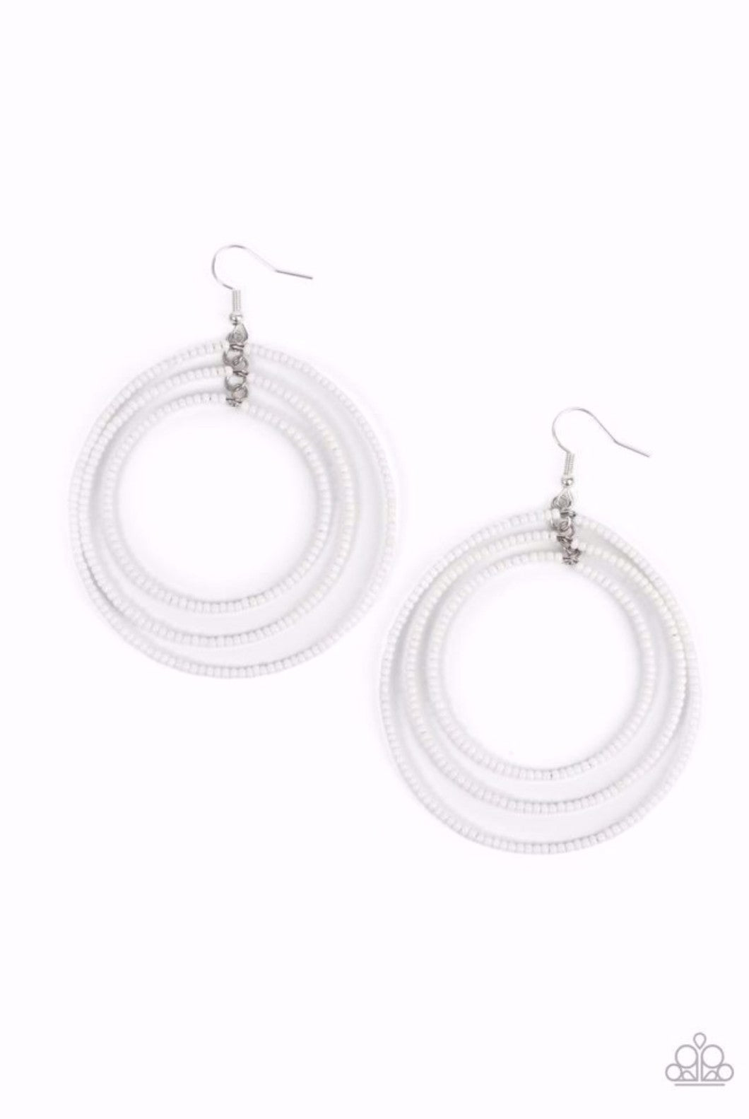 Colorfully Circulating - White Earring