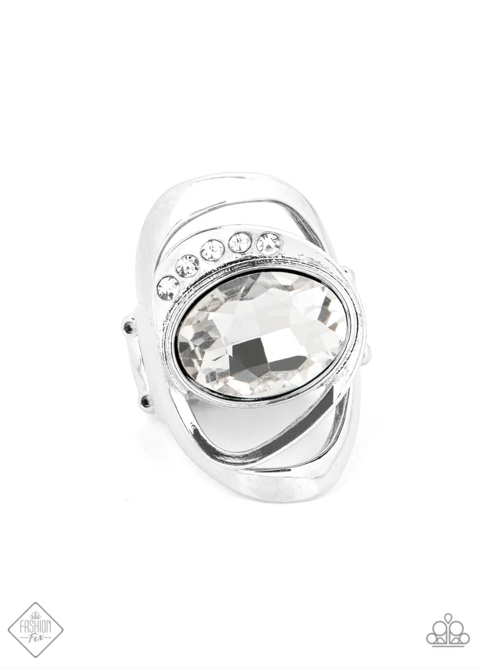 Mountain View Meadow - White Rhinestone Ring