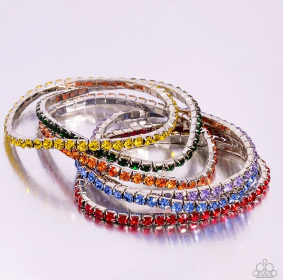 Rock Candy Range - Multi Bracelet and Stacked Symmetry - Multi Earring Set