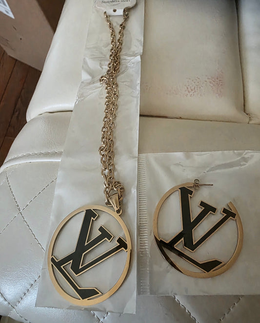 LV Inspired Black and Gold Set