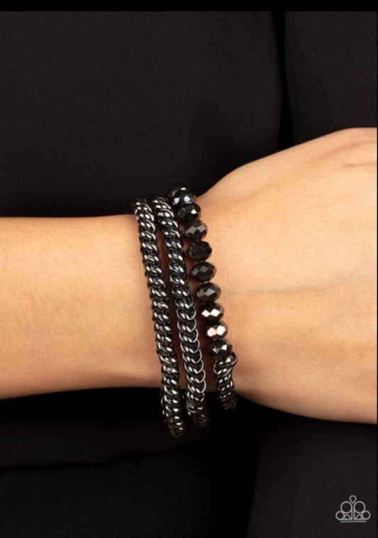 Gutsy And Glitzy - Black Bracelet