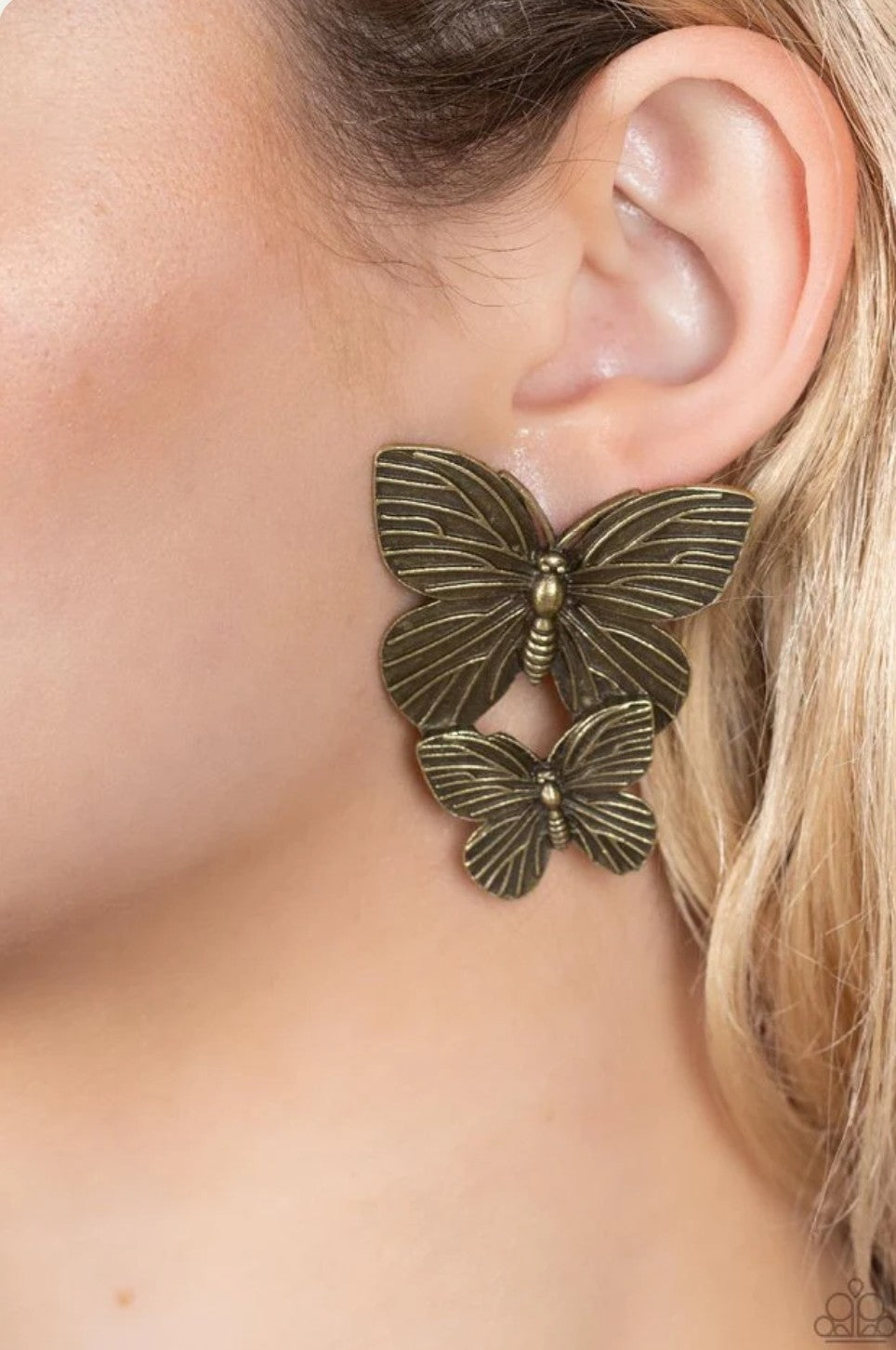 Blushing Butterflies - Brass Earring