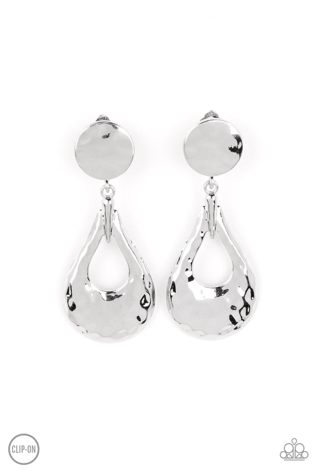 Metallic Magic - Silver Clip -On Earring