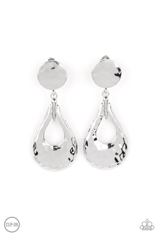 Metallic Magic - Silver Clip -On Earring