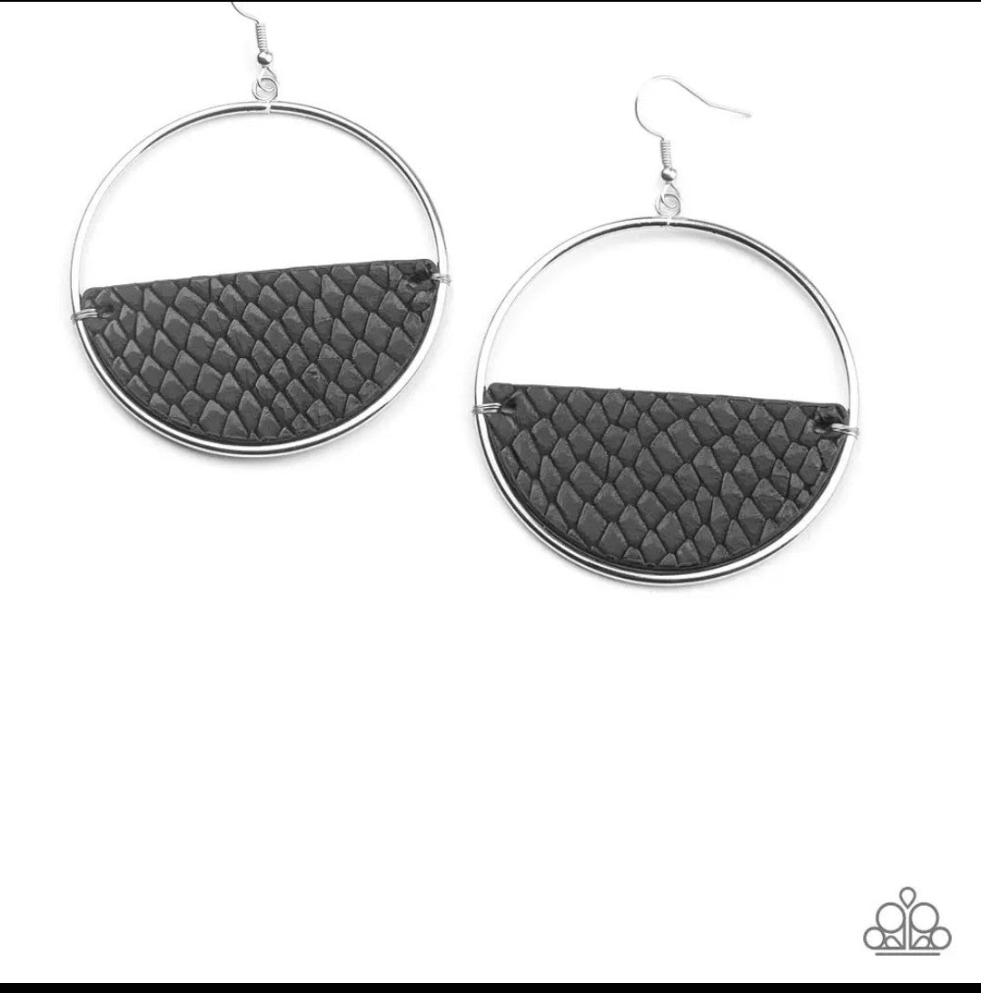 Animal Aesthetic Black Leather Earring